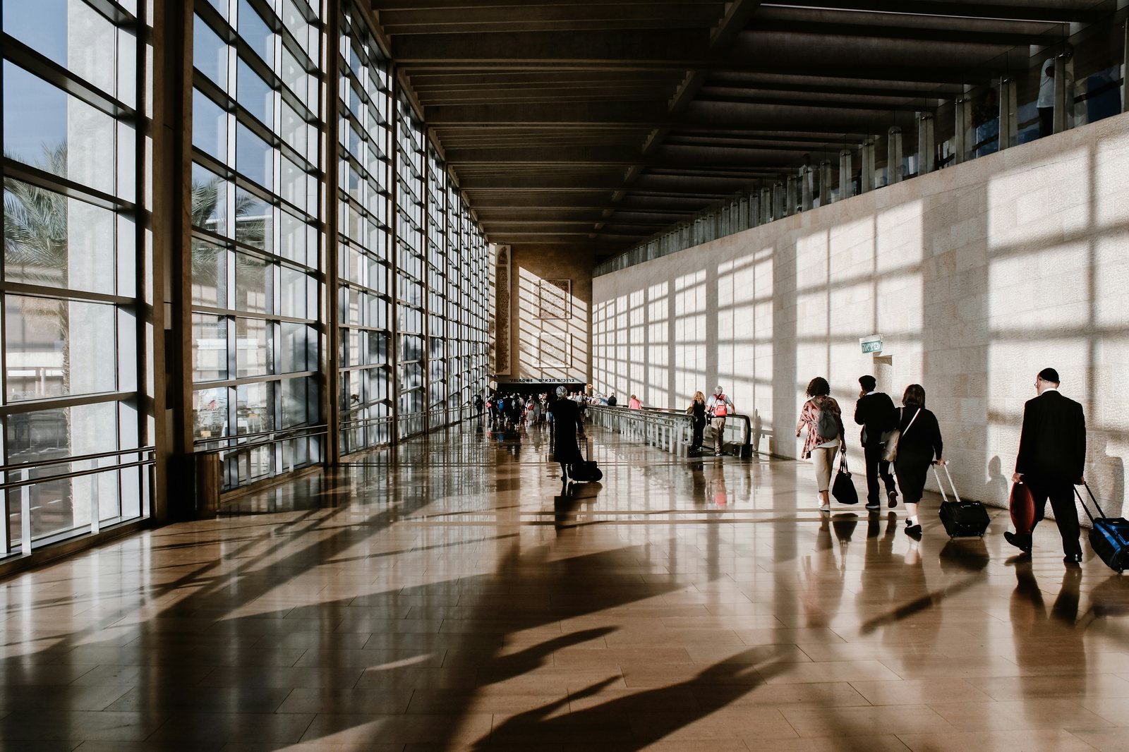 A terminal walkway in the late afternoon
