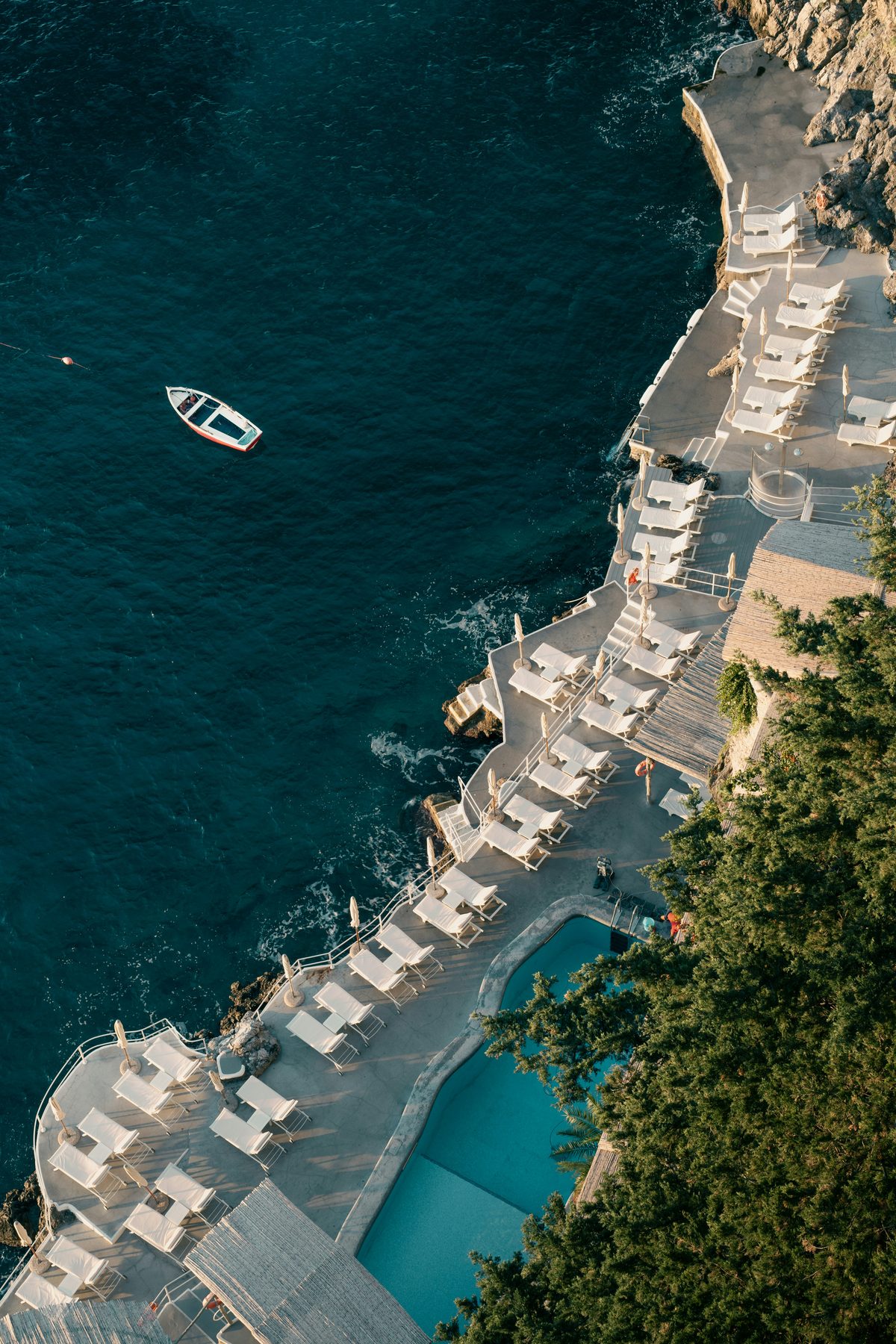 A beach club on the cliffs above the sea