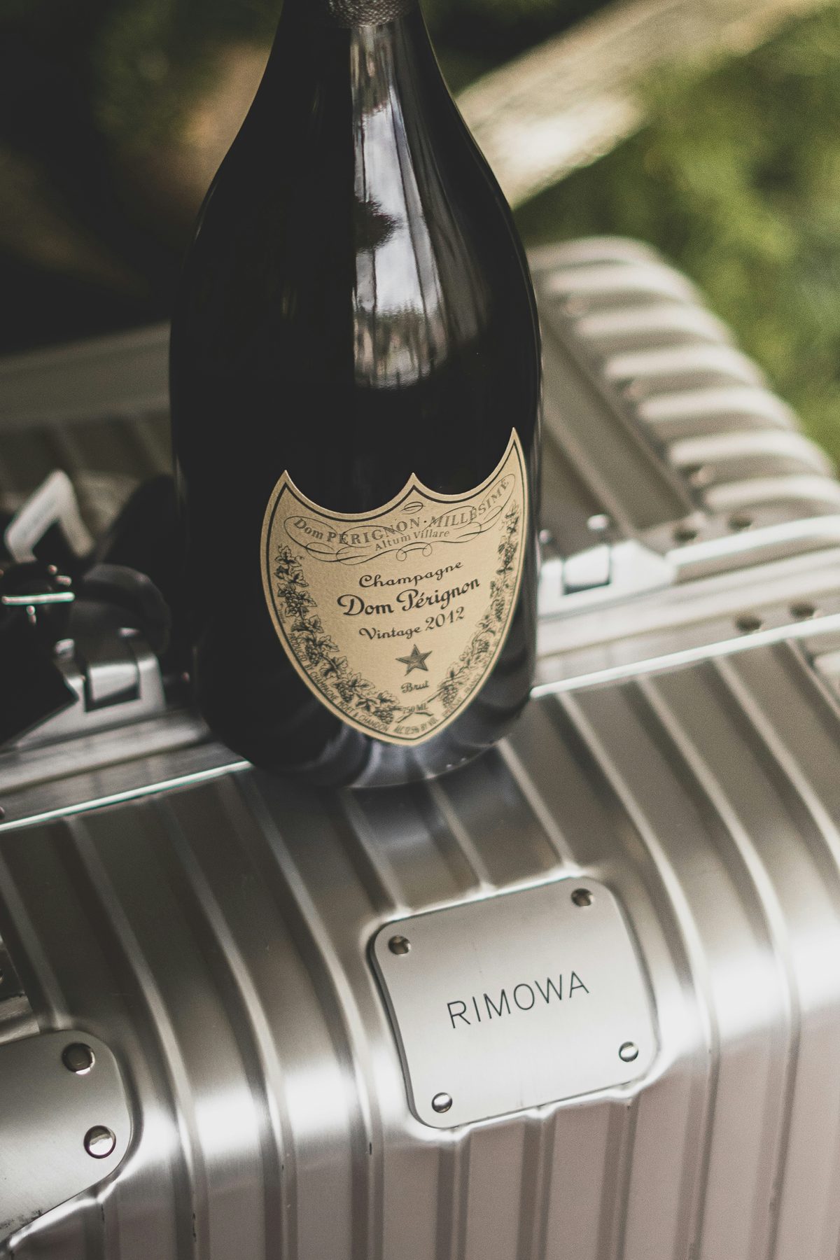 Champagne on a suitcase