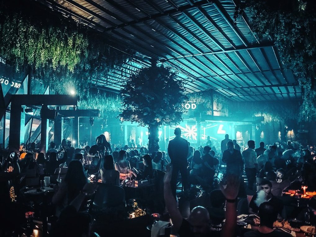 A busy restaurant and bar at night