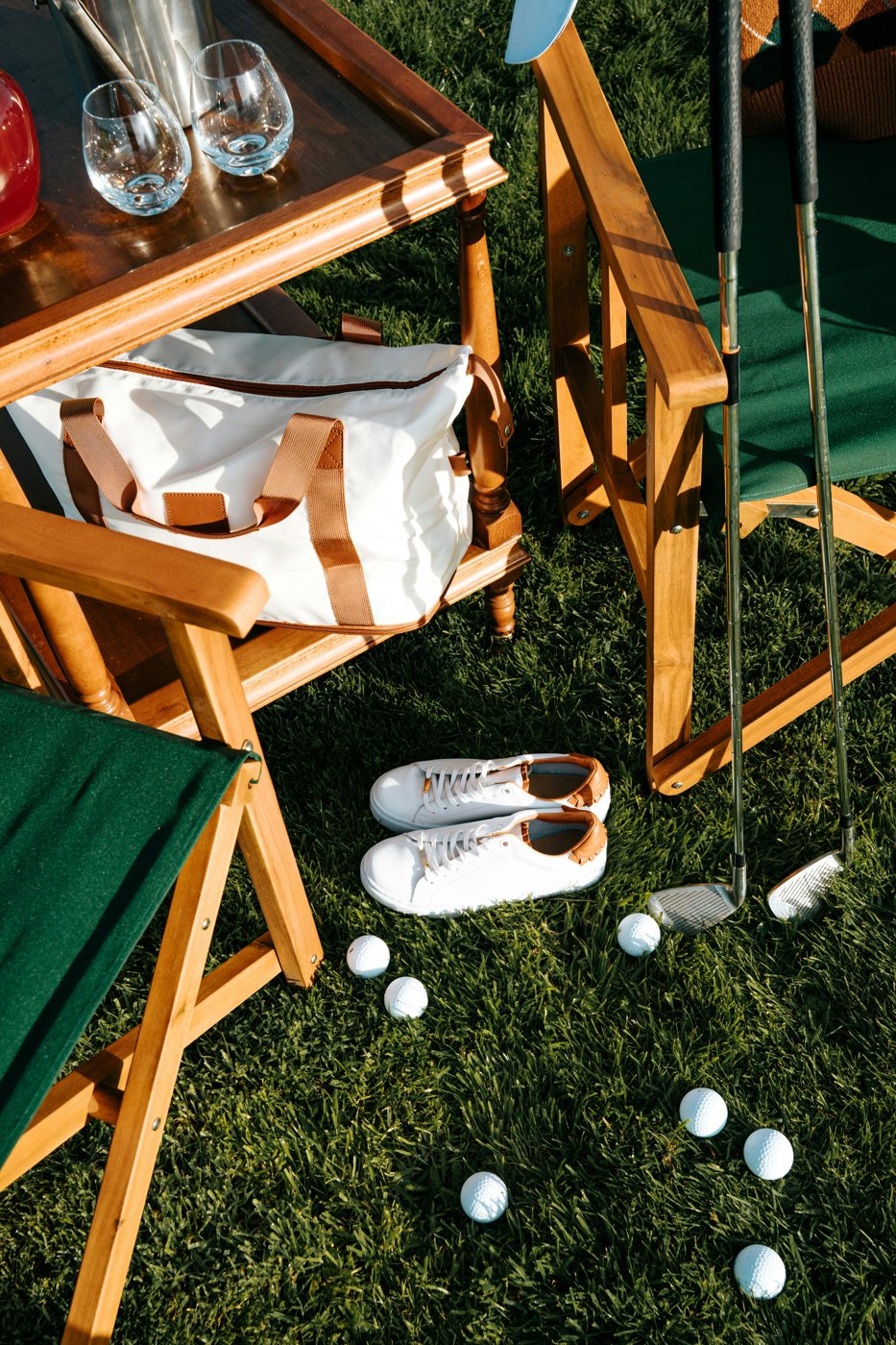 Chairs and glasses on the club lawn